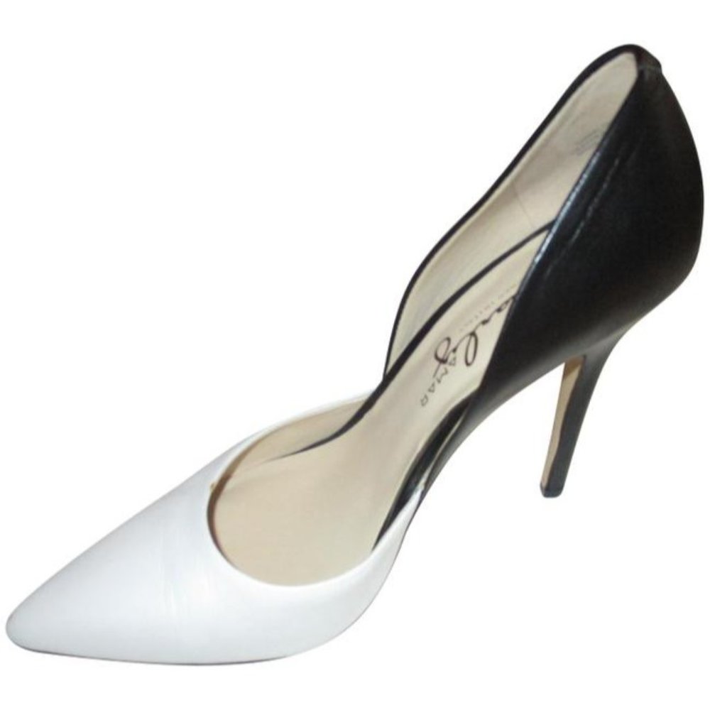 *Charly Amar Black And Off White Designed In Italy D Orsay Stiletto Pumps